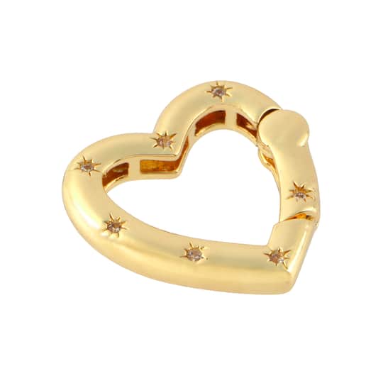 18mm Gem-Studded Metal Heart Clasp Charm Connector by Bead Landing